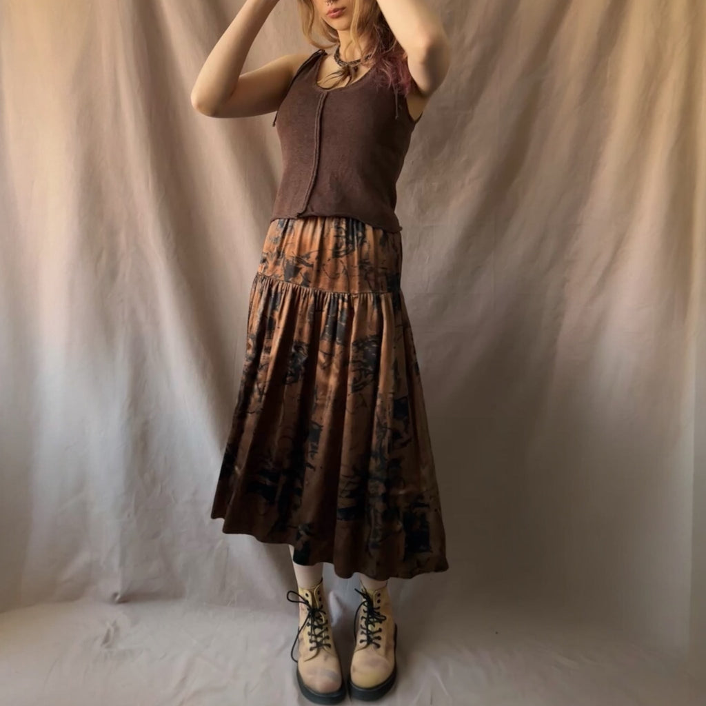 Laskostettu viskoosihame 38 Bloomy Moon