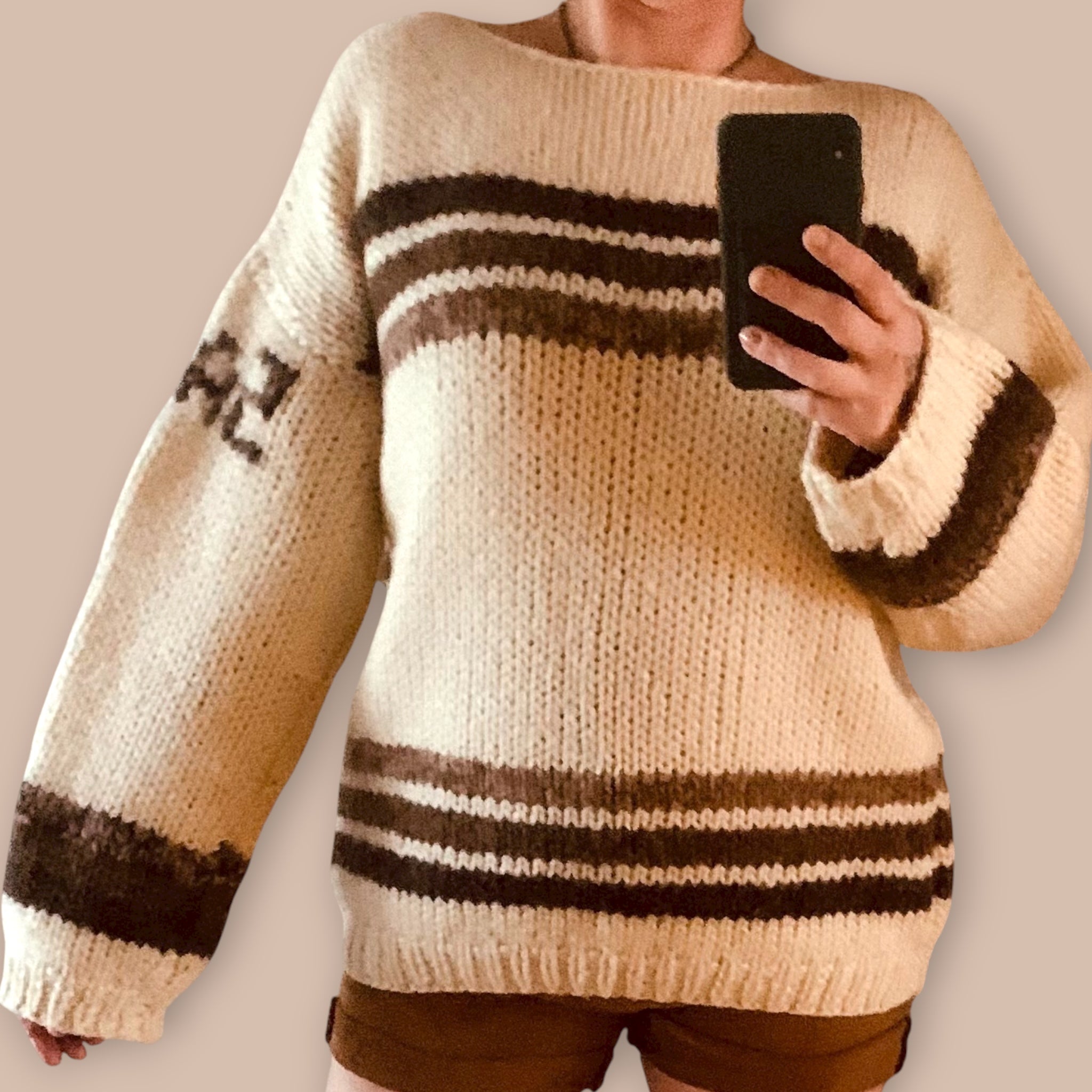 Handmade villapaita XL Bloomy Moon