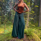 Vihreät leveälahkeiset housut 38