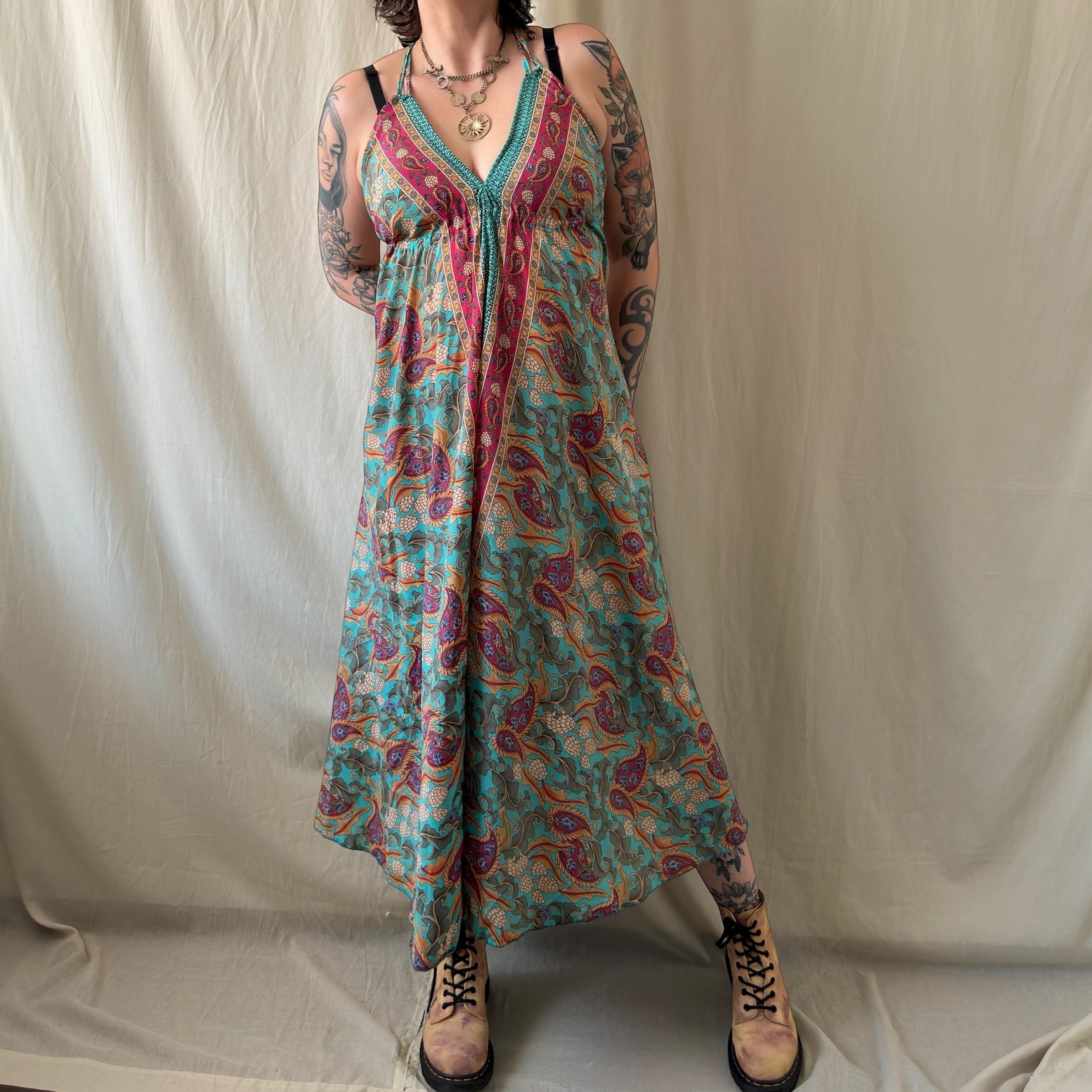 Intialainen silkkimekko S-M Bloomy Moon