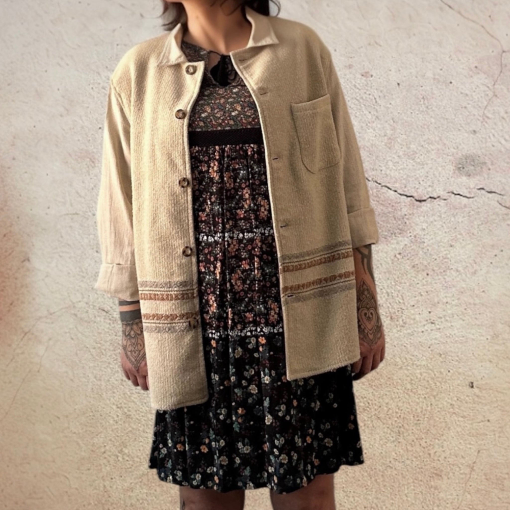 Aro Attero vintage paitatakki L Bloomy Moon