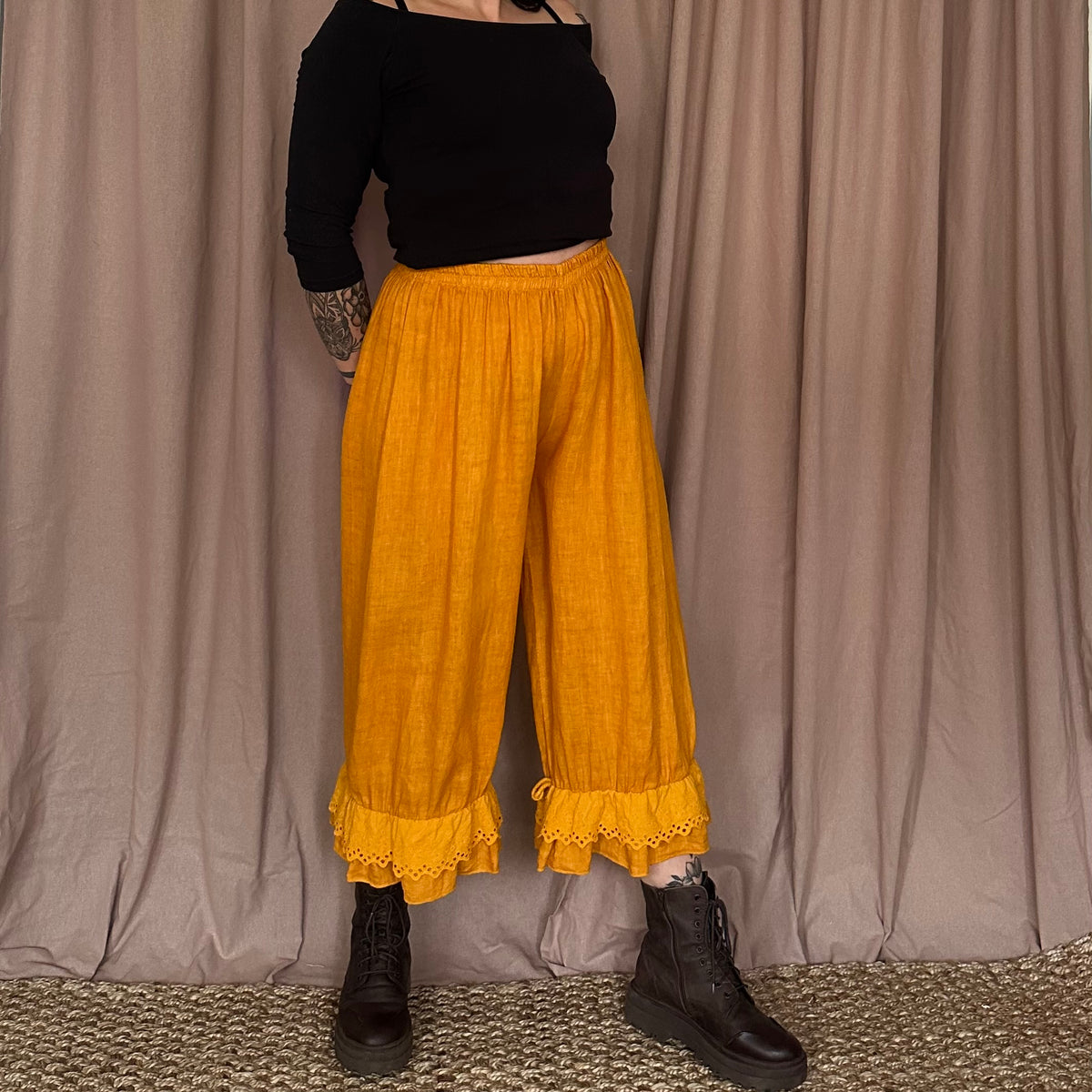 Pellava bloomerhousut S-XXL