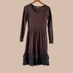 M&V ruskea vintage neulemekko L Bloomy Moon