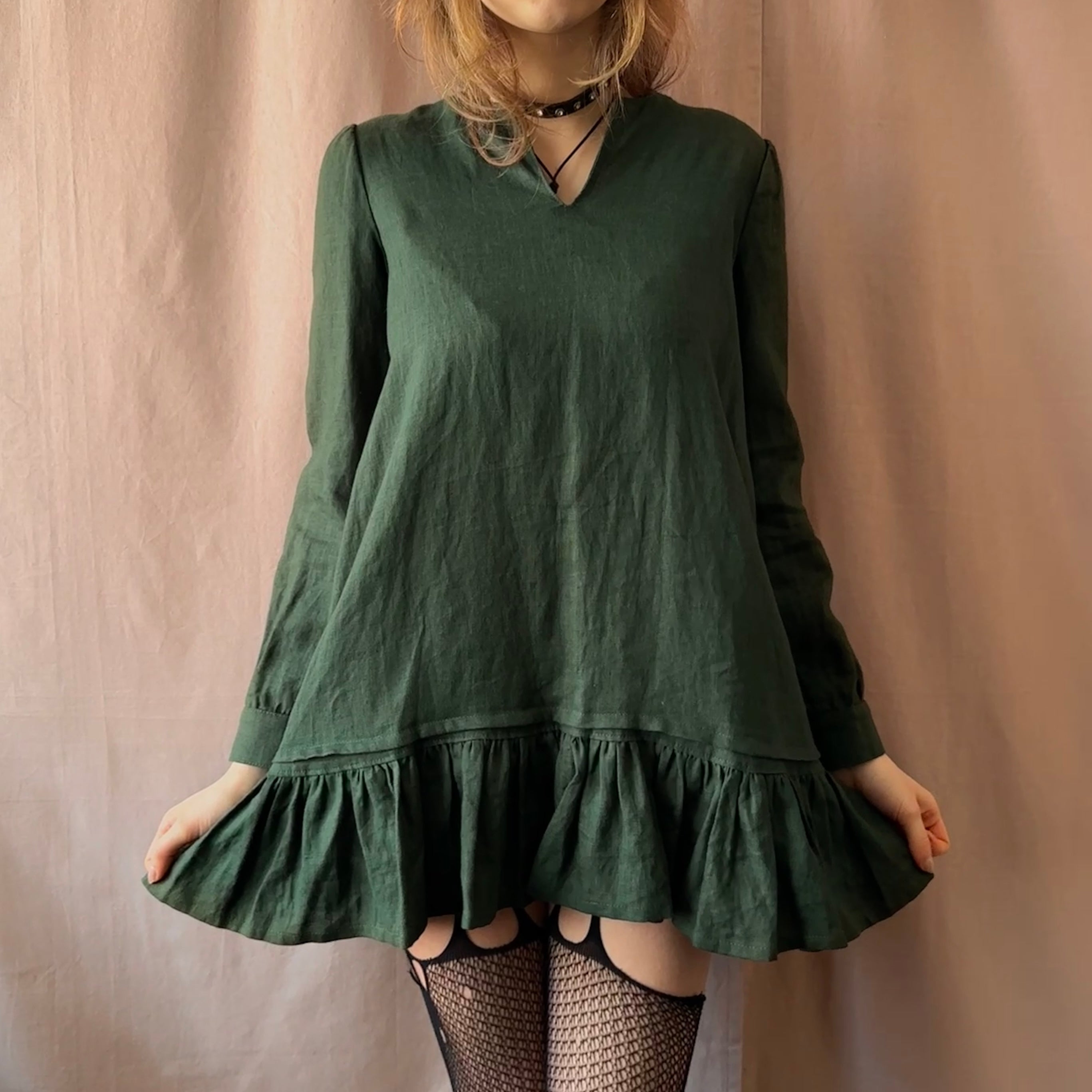 Handmade pellavamekko S/M Bloomy Moon