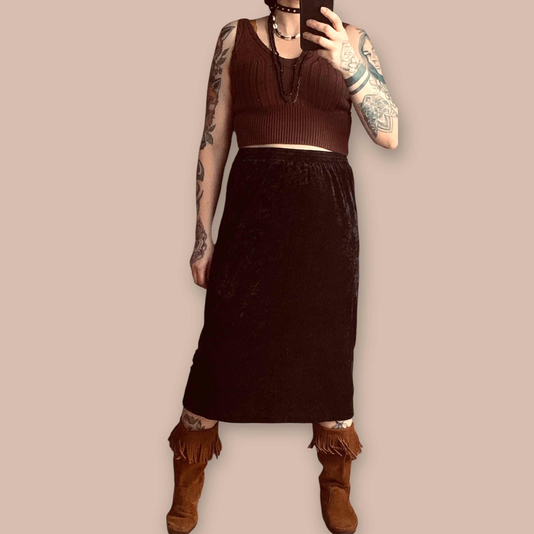 Vintage samettihame L Bloomy Moon