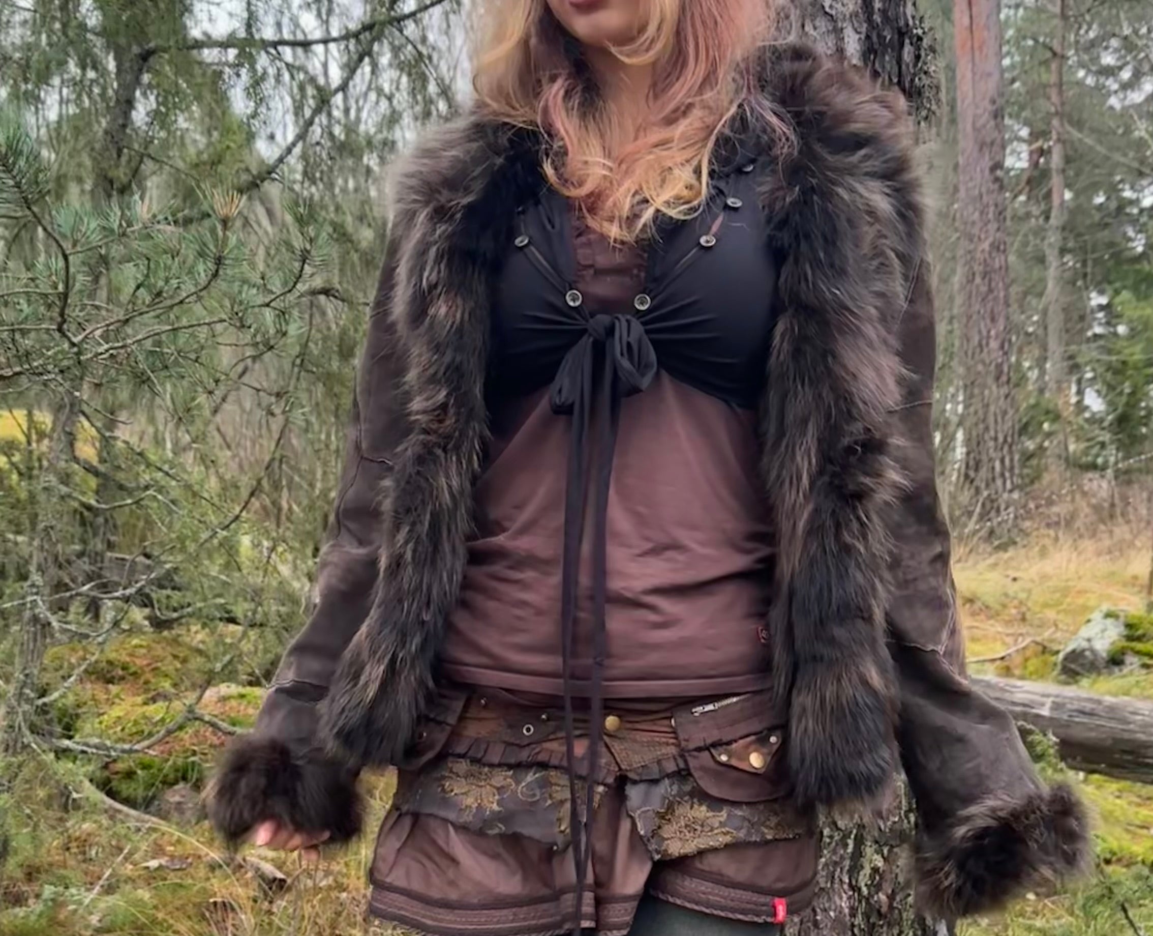 NafNaf vintage mokkatakki L Bloomy Moon