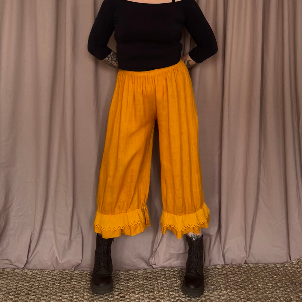 Pellava bloomerhousut S-XXL