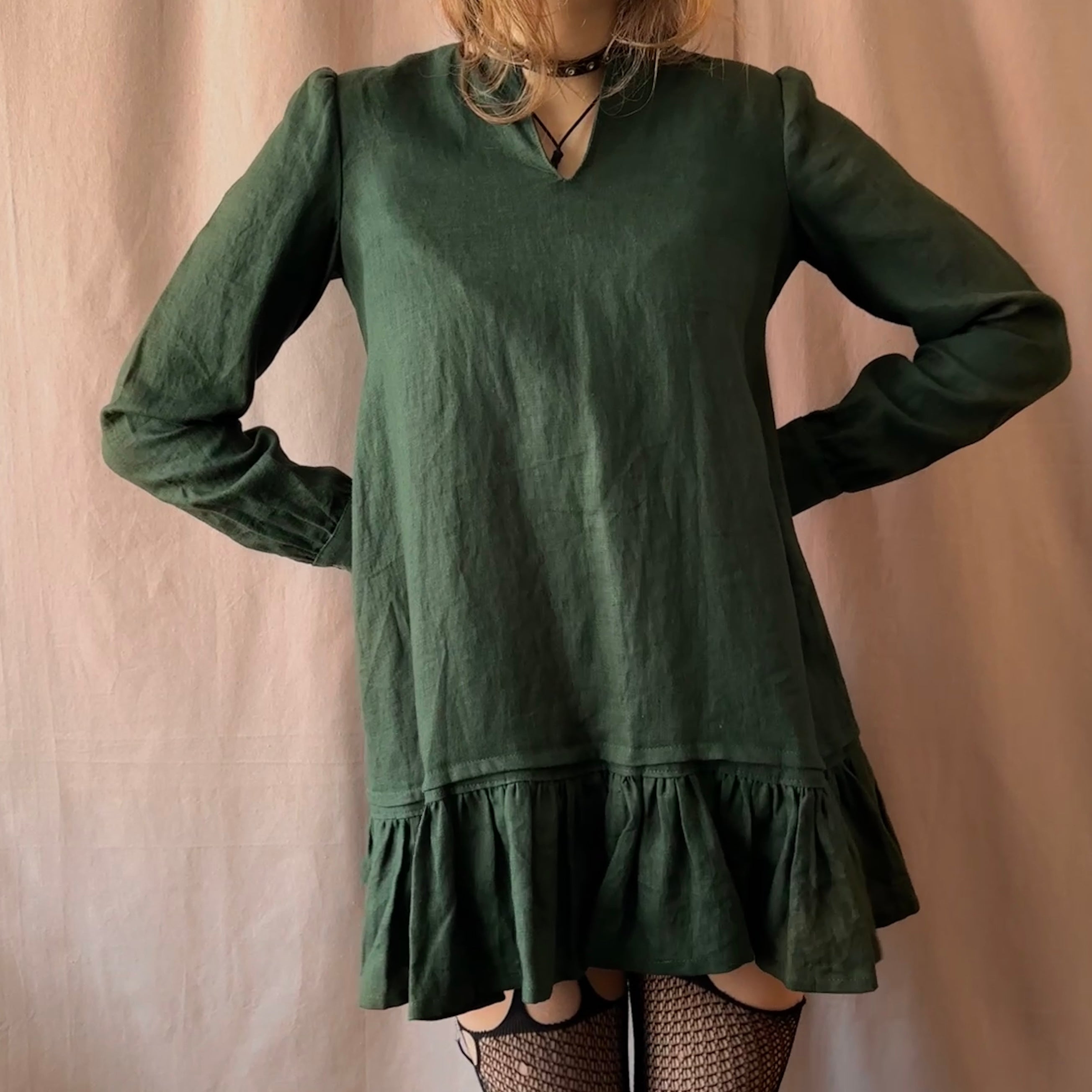 Handmade pellavamekko S/M Bloomy Moon