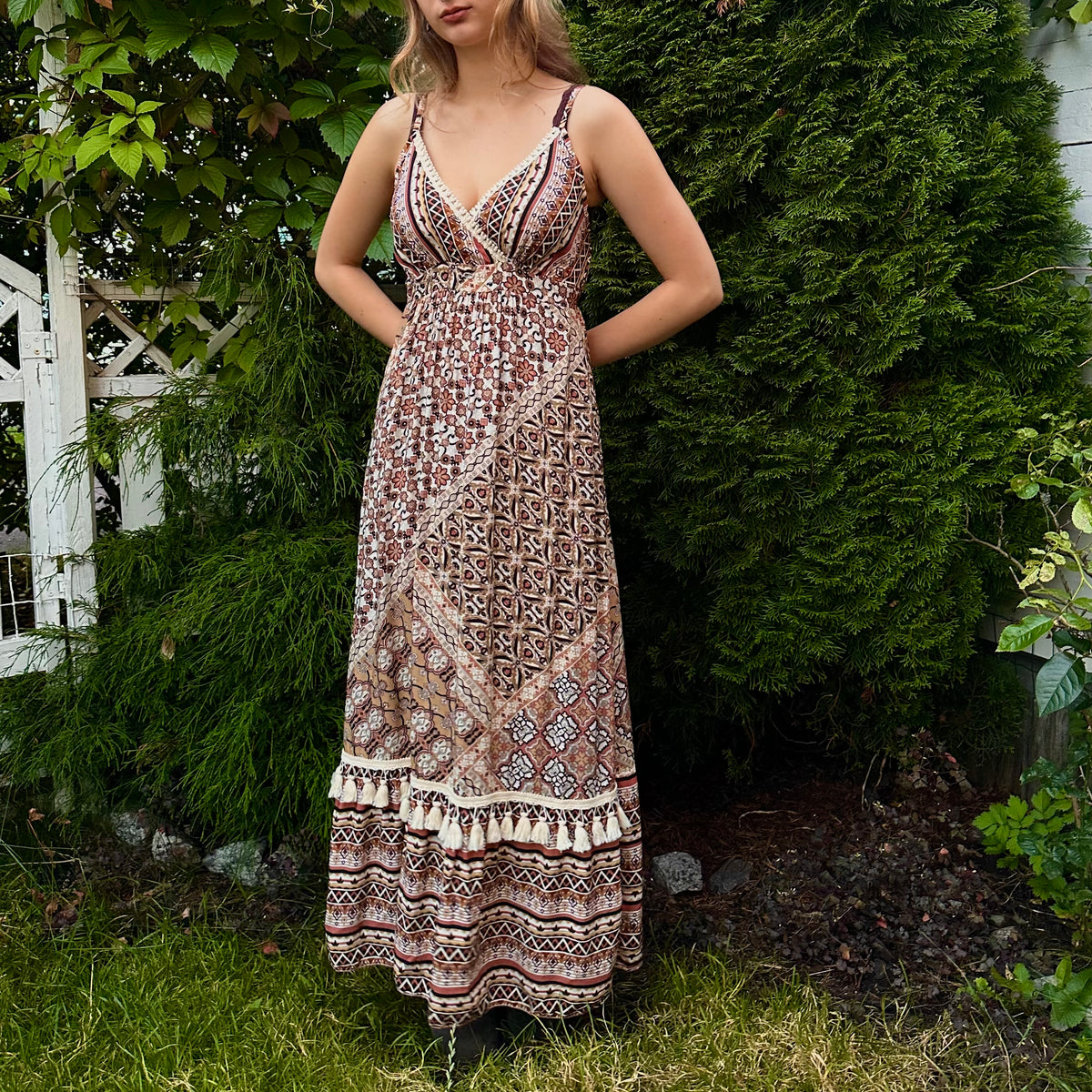 Boho viskoosimekko XS-L