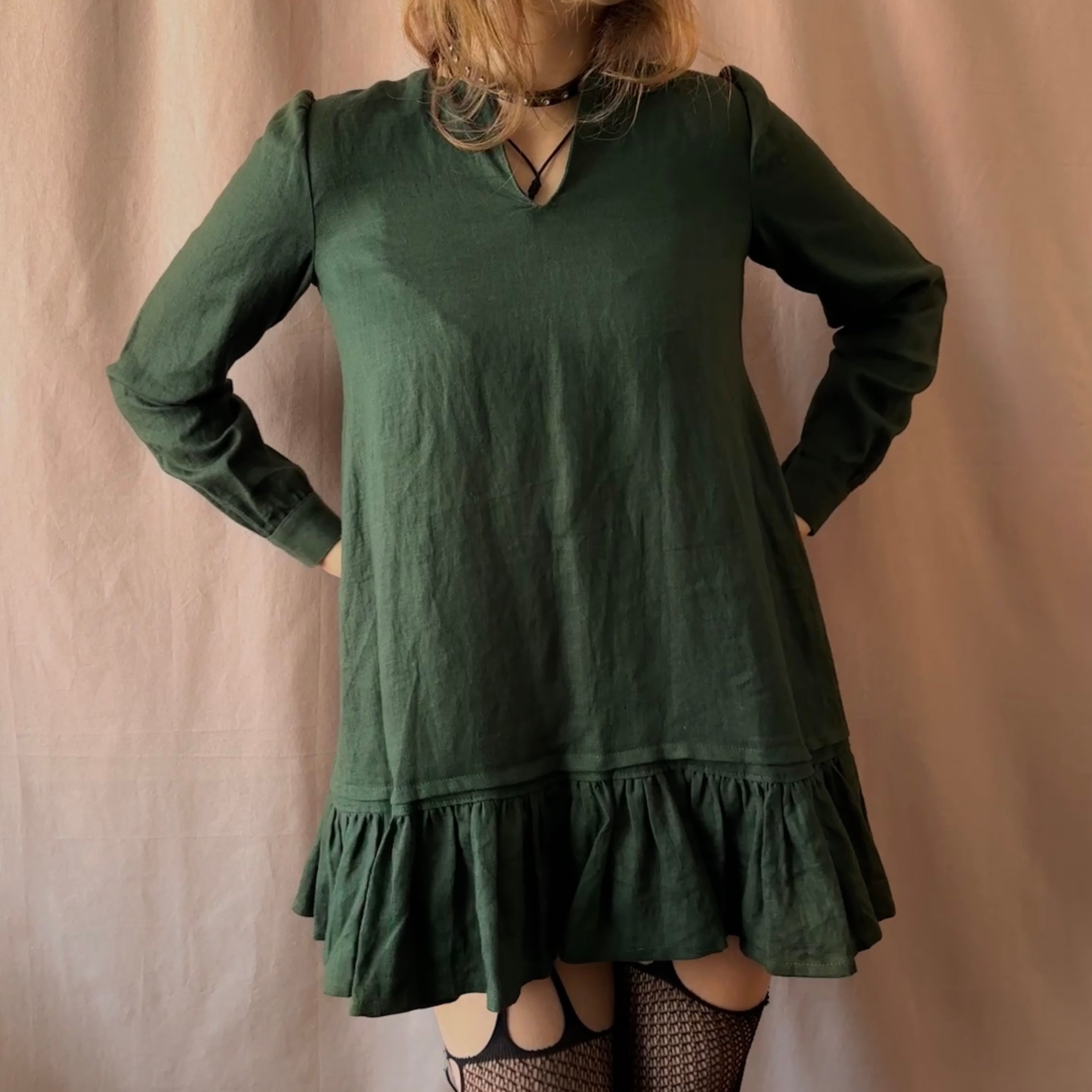 Handmade pellavamekko S/M Bloomy Moon