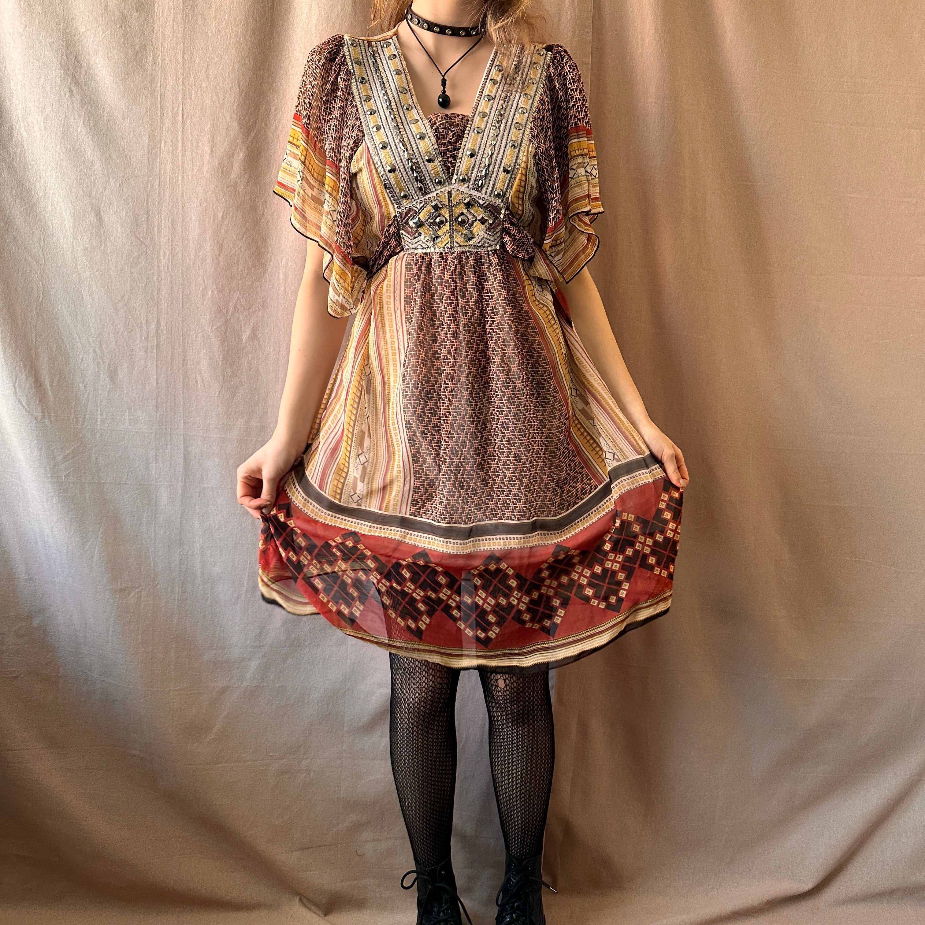 Etnohenkinen mekko S-M Bloomy Moon