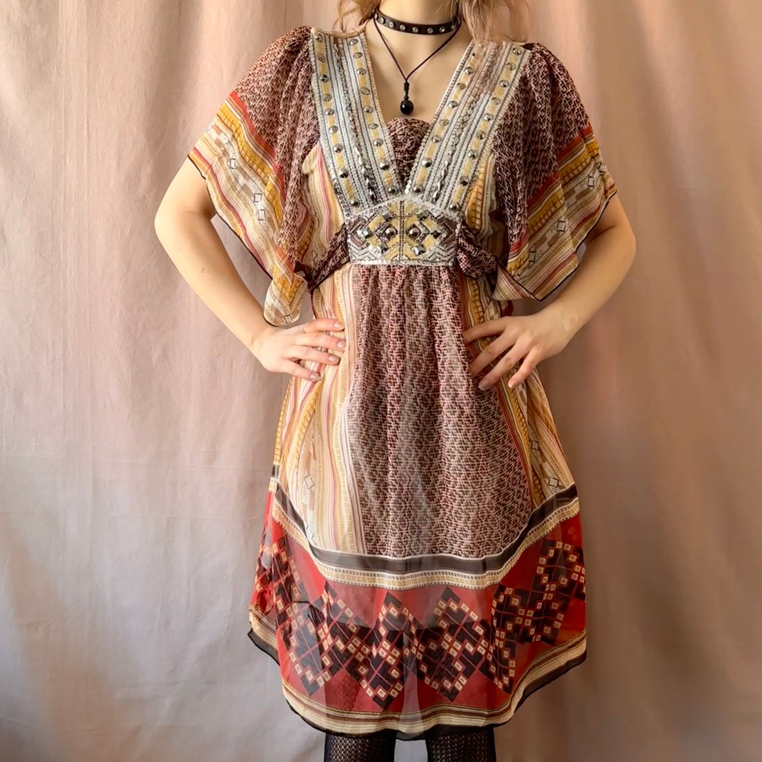 Etnohenkinen mekko S-M Bloomy Moon