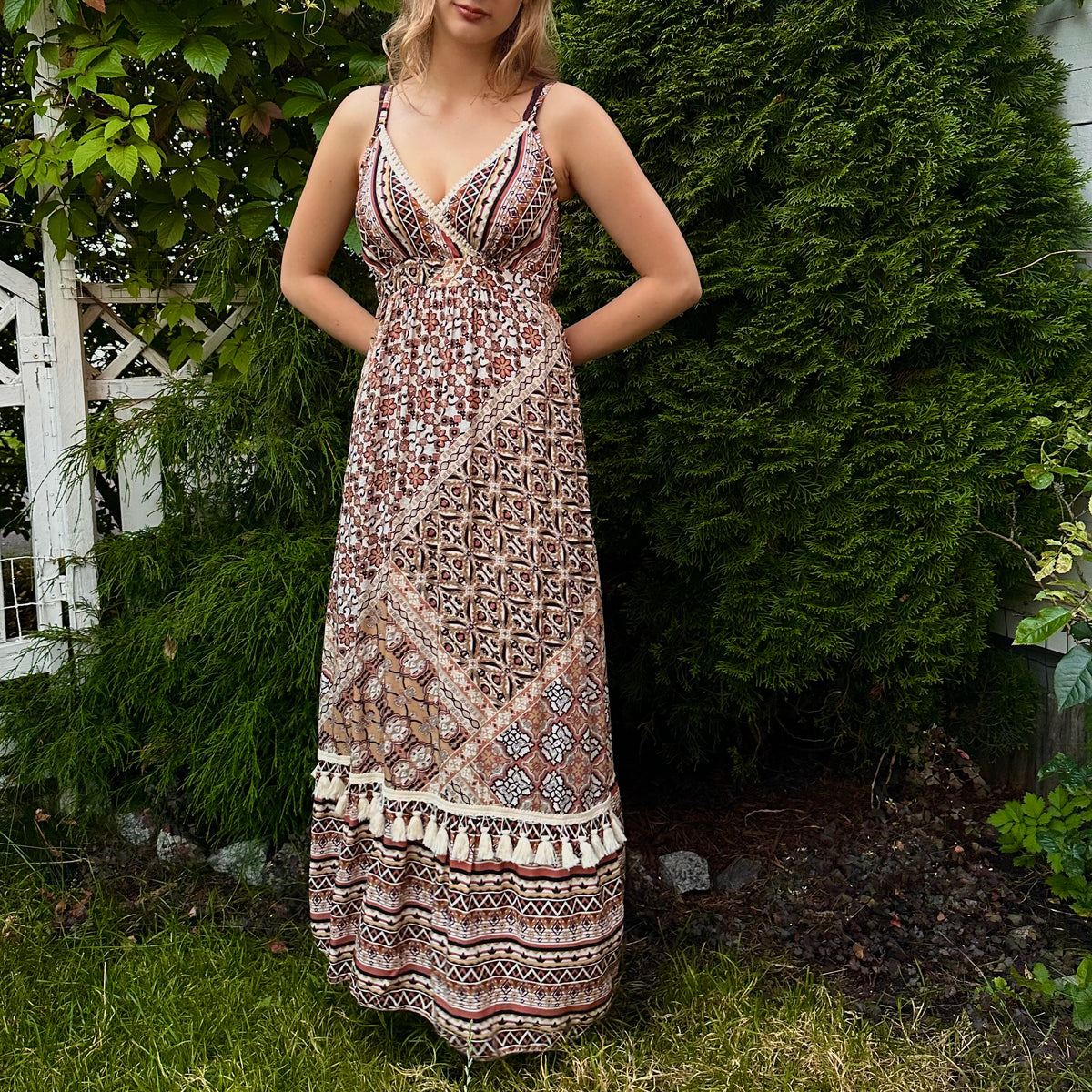 Boho viskoosimekko XS-L