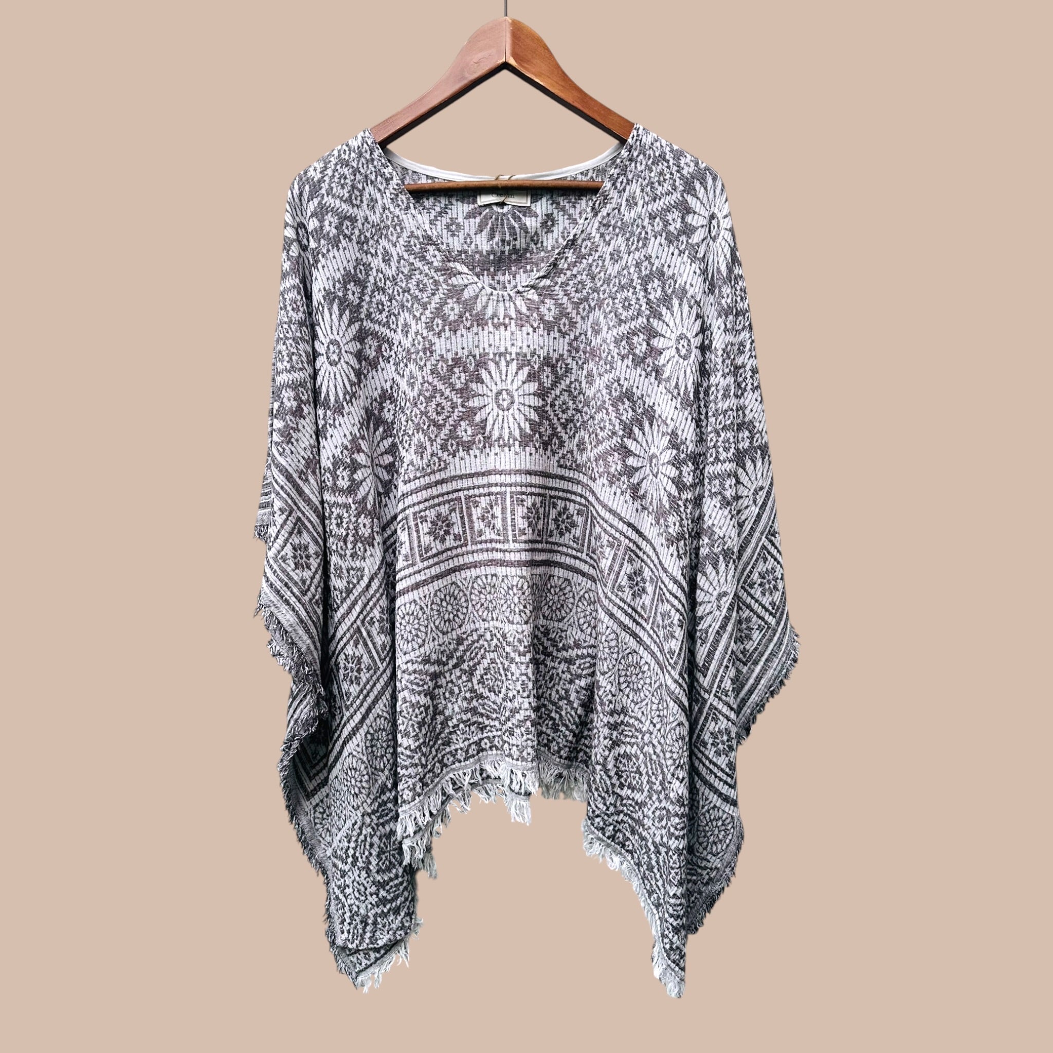 Cream poncho Bloomy Moon