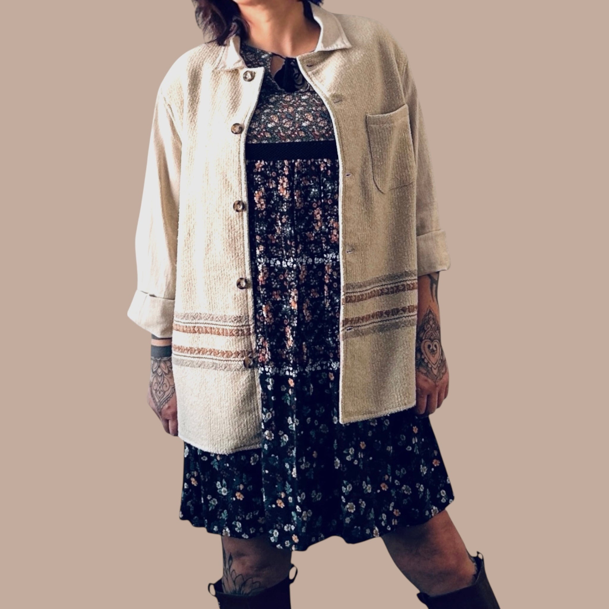 Aro Attero vintage paitatakki L Bloomy Moon