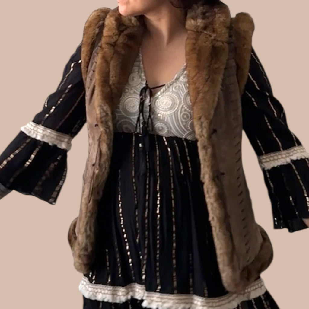 Jofama y2k vintage mokkaliivi Bloomy Moon