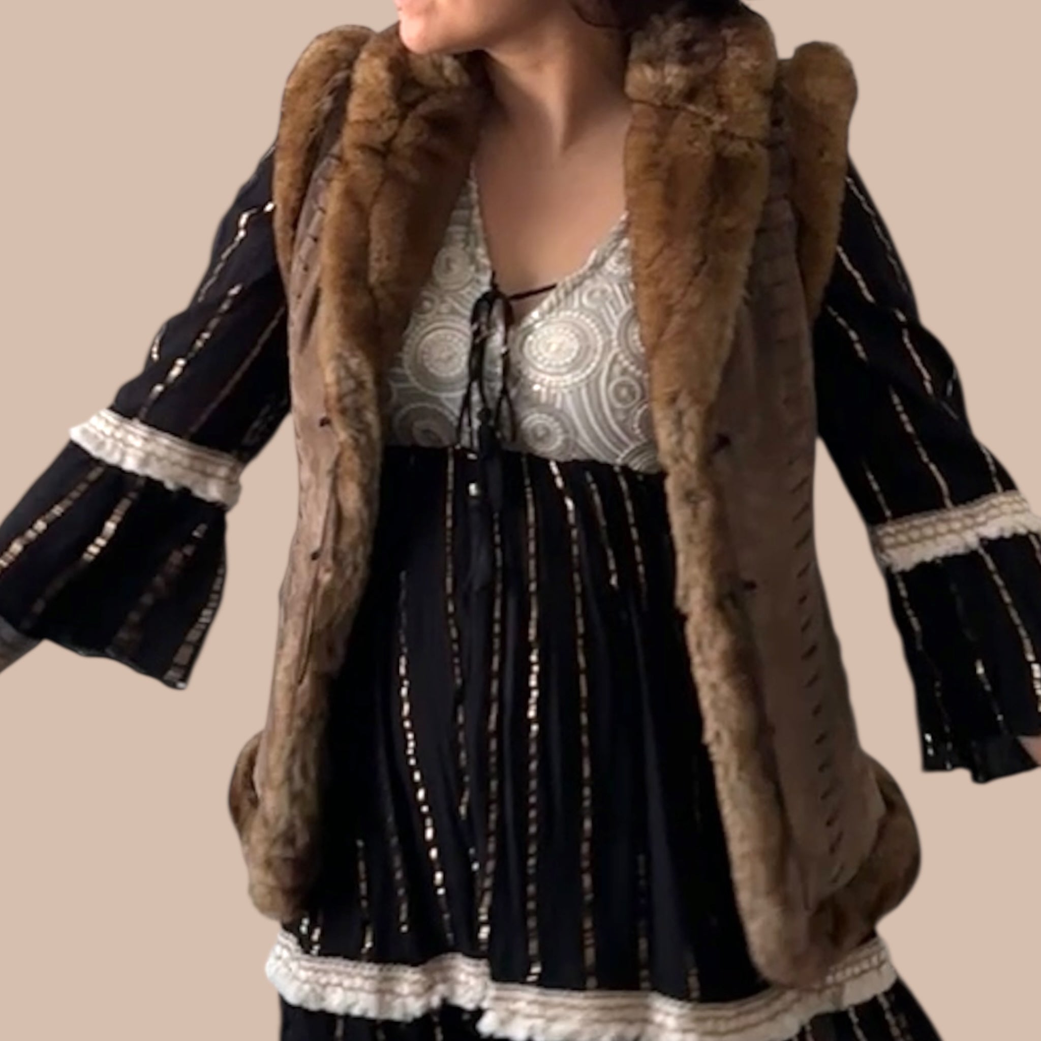 Jofama y2k vintage mokkaliivi Bloomy Moon