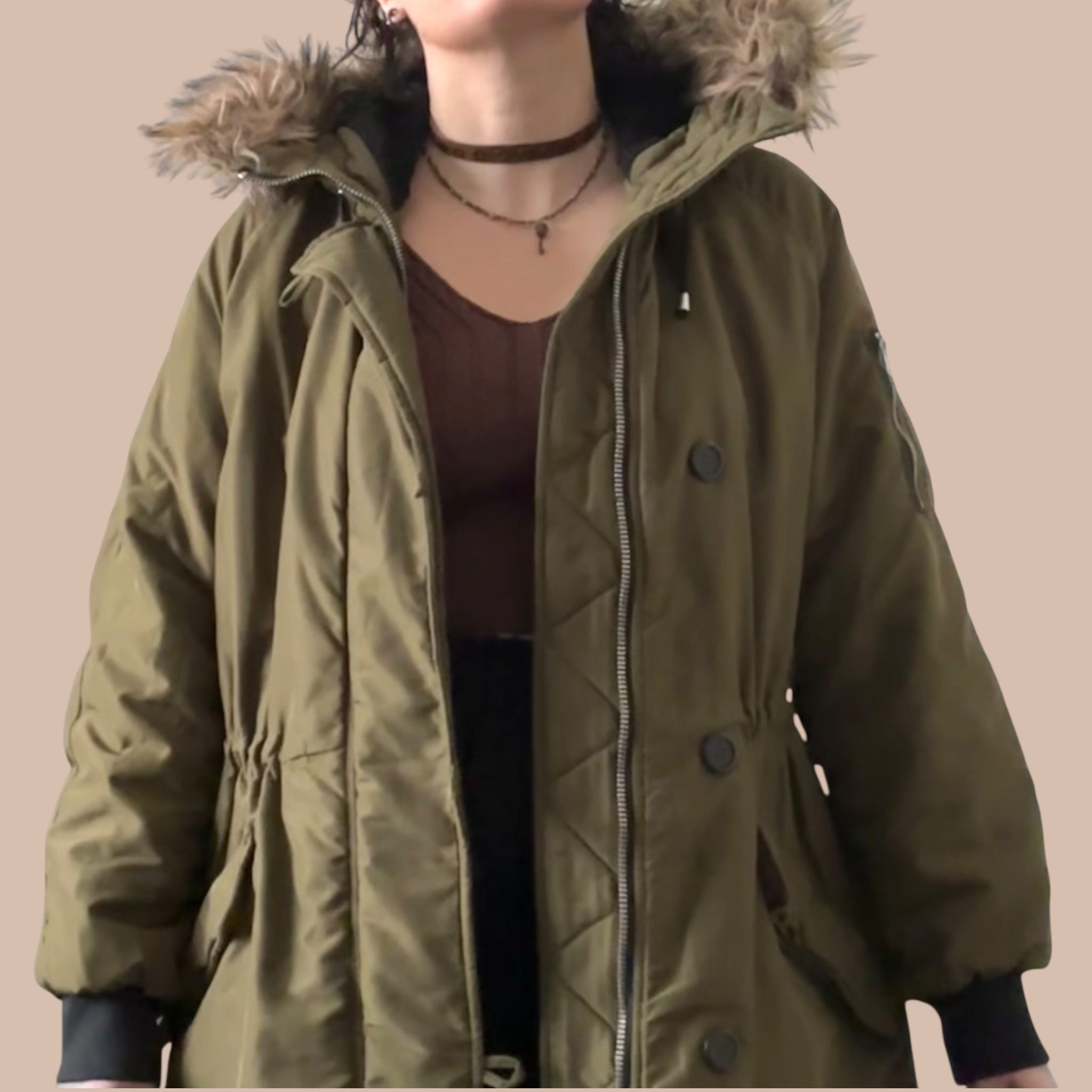 H&M pitkä talvitakki M Bloomy Moon