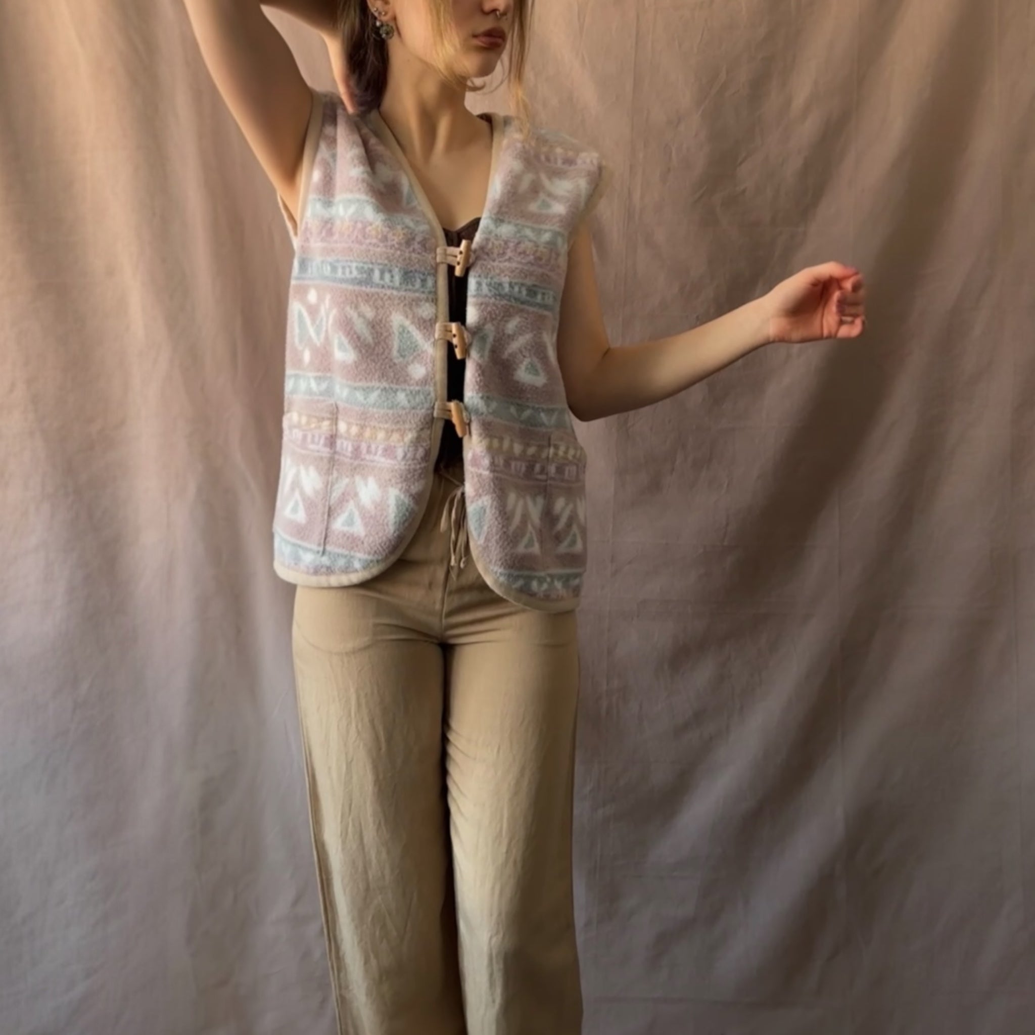 Vintage fleeceliivi S-L Bloomy Moon