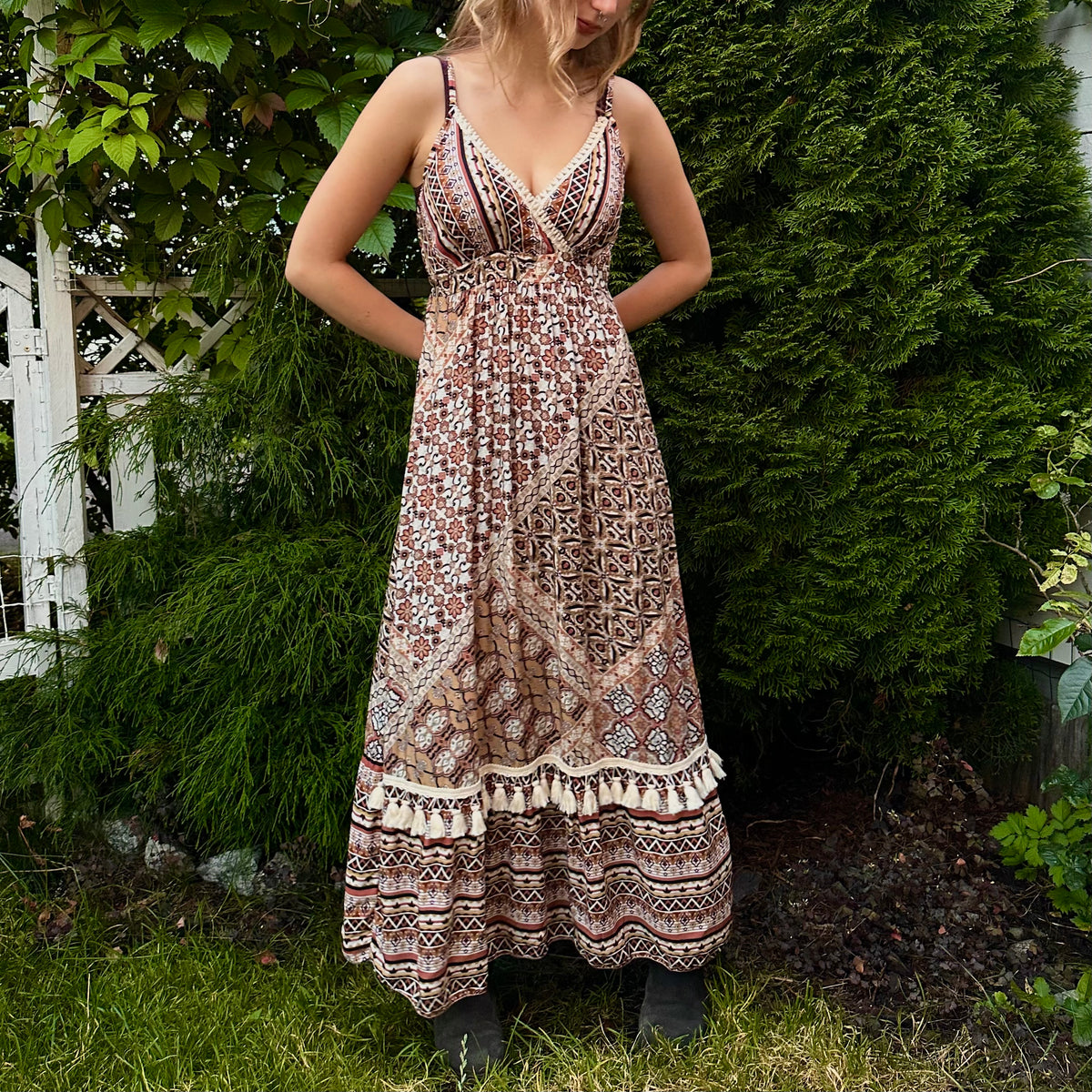 Boho viskoosimekko XS-L