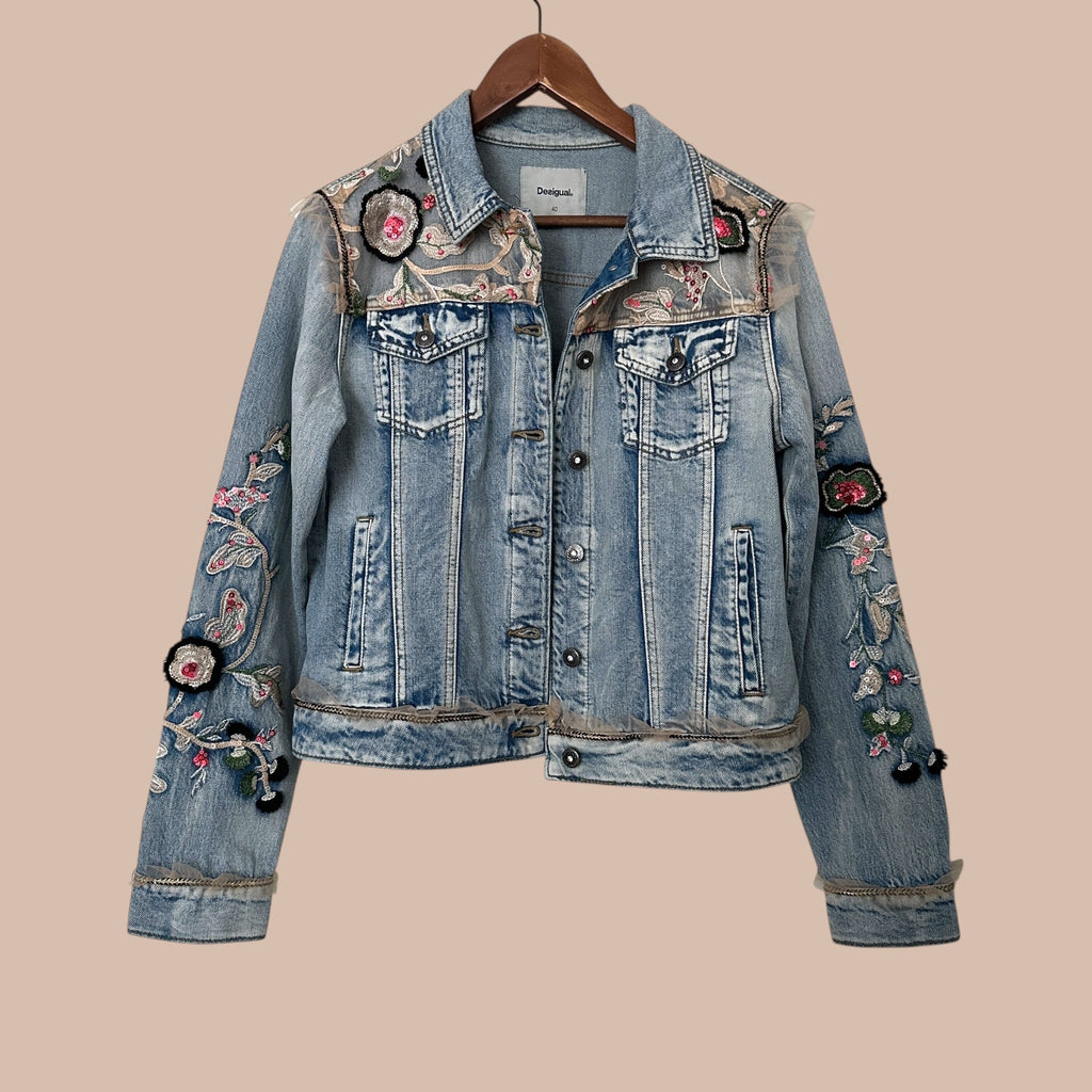 Desigual koristeellinen farkkutakki S-L Bloomy Moon