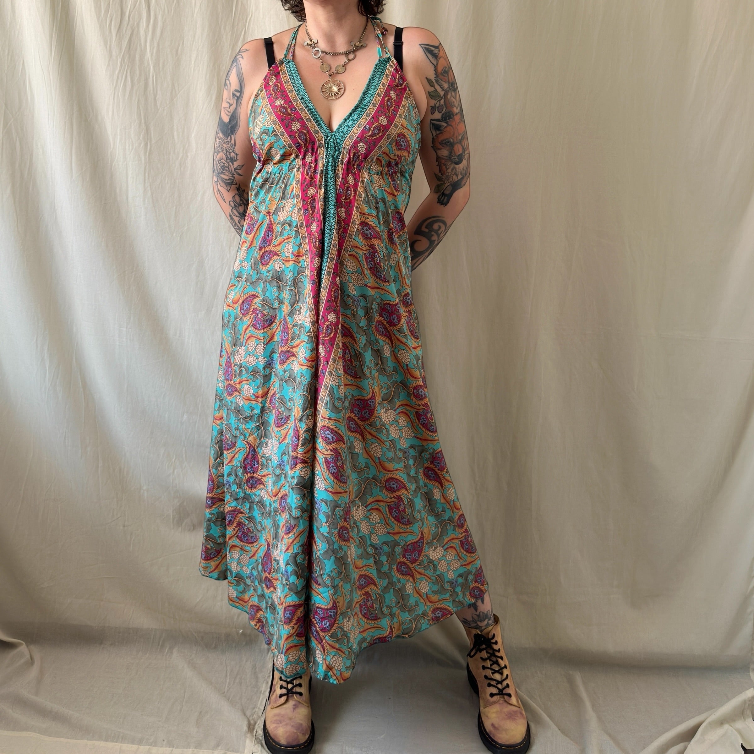 Intialainen silkkimekko S-M Bloomy Moon