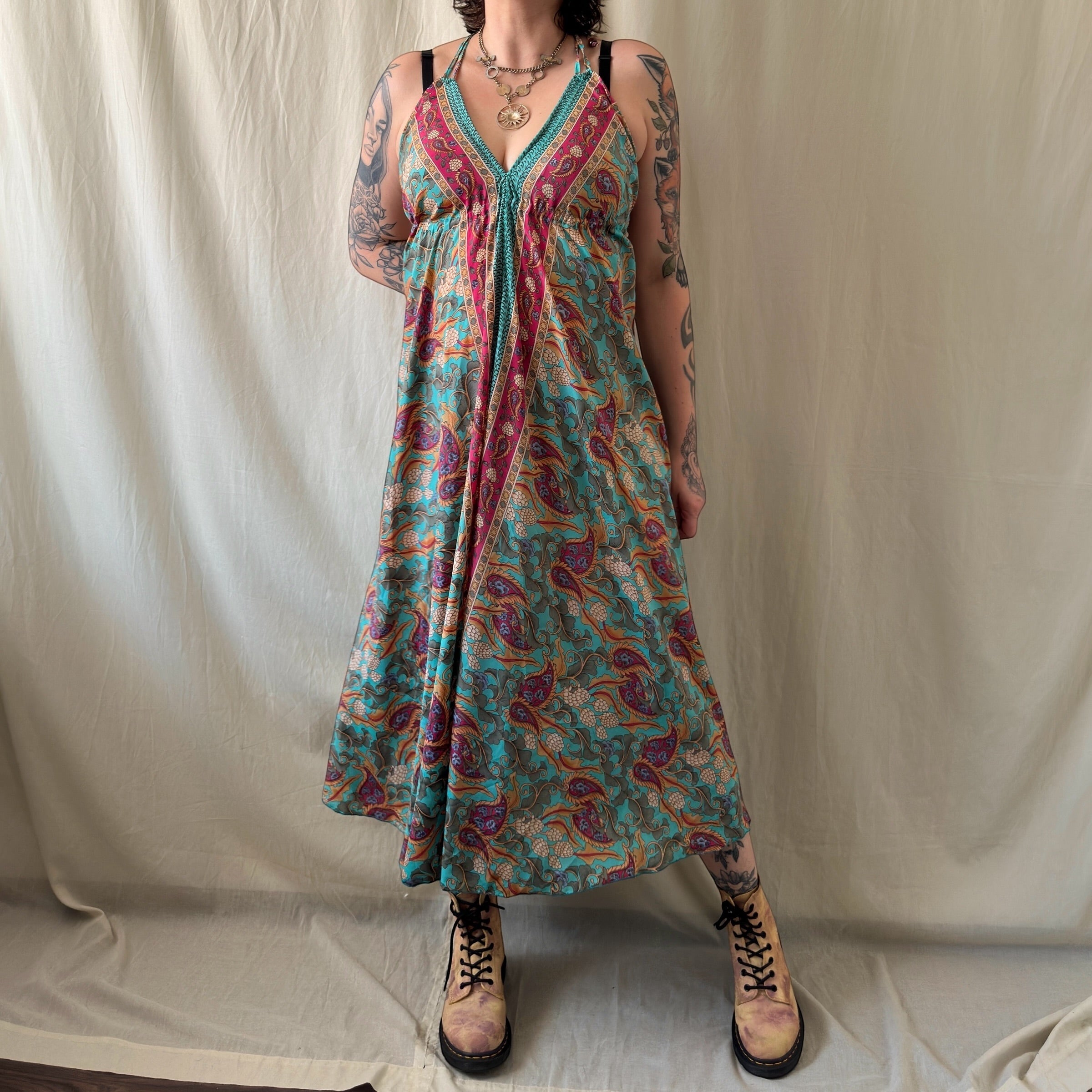 Intialainen silkkimekko S-M Bloomy Moon