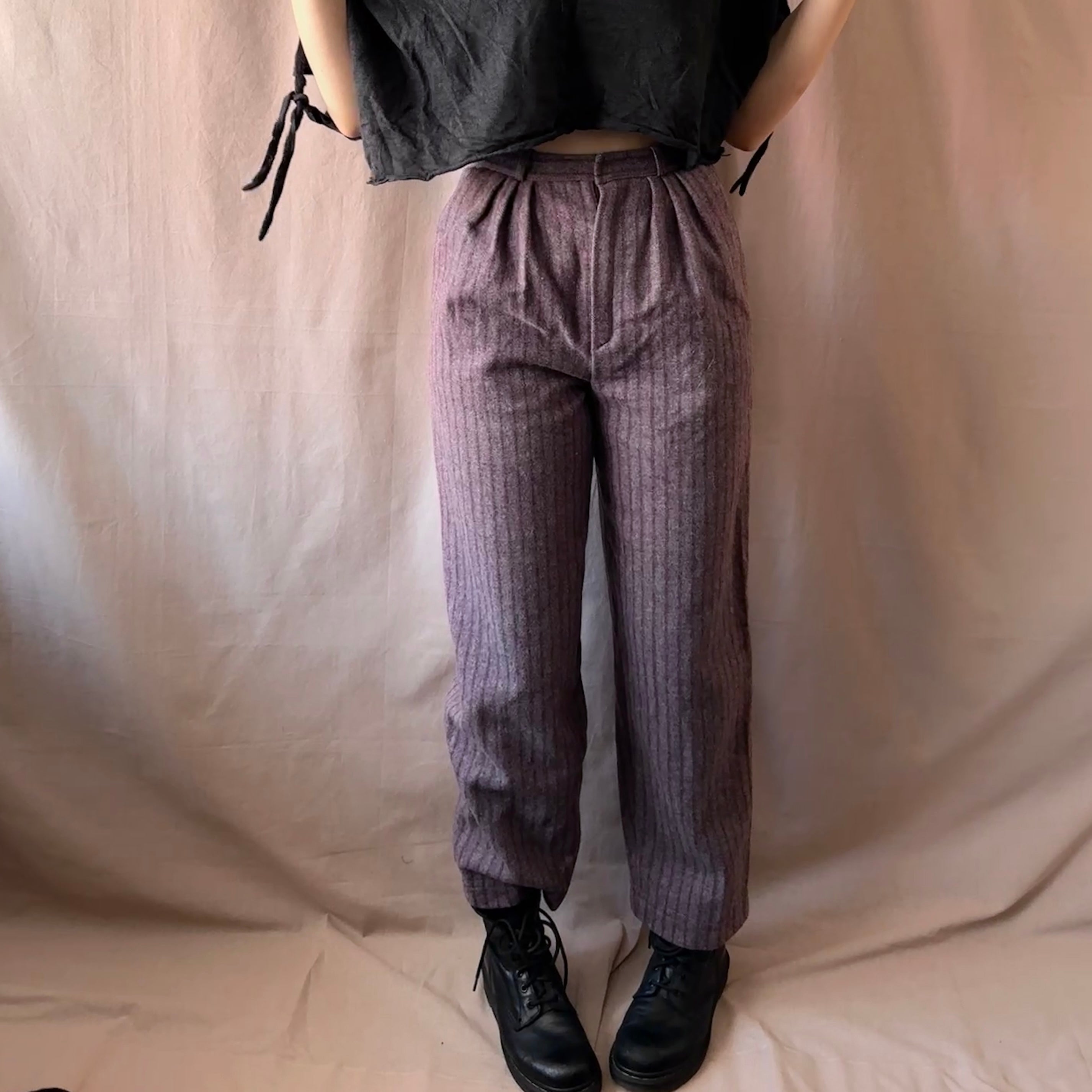 Vintage villakangas-housut S Bloomy Moon