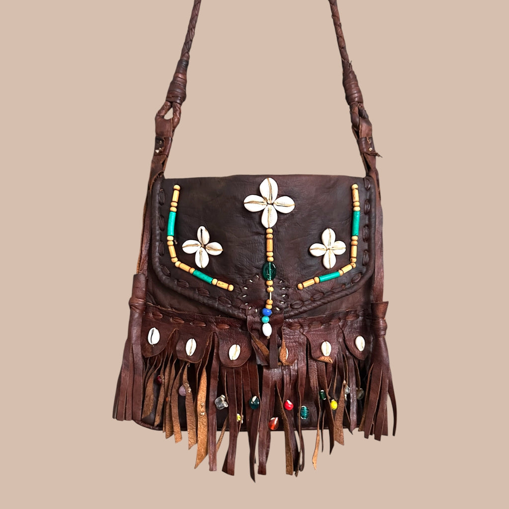 Handmade vintage nahkalaukku Bloomy Moon