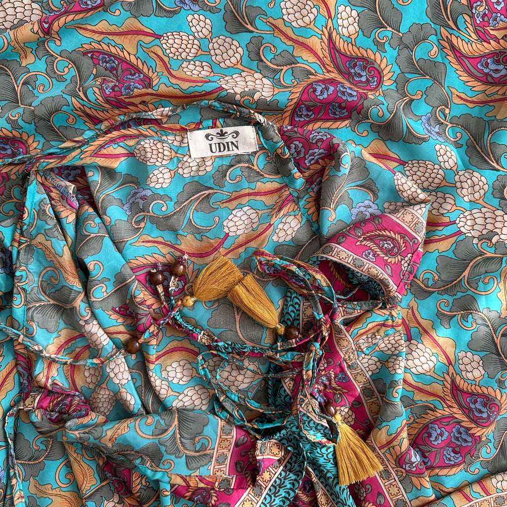 Intialainen silkkimekko S-M Bloomy Moon