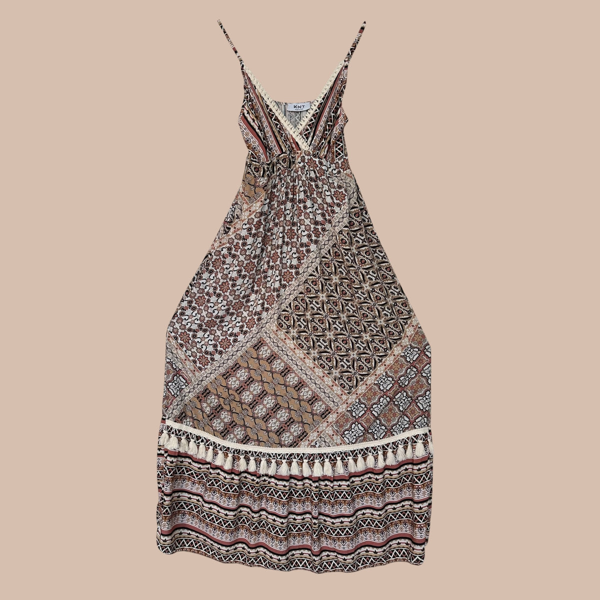 Boho viskoosimekko XS-L