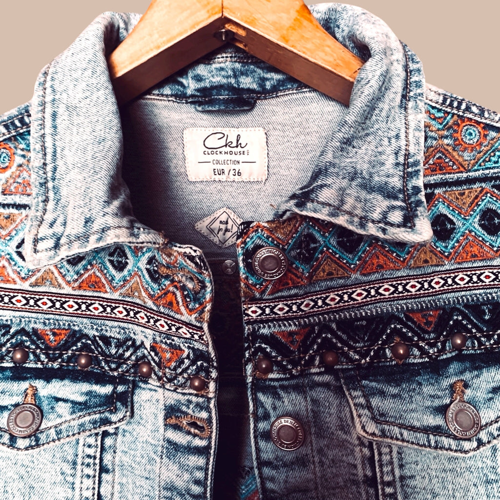 Clockhouse boho farkkutakki S Bloomy Moon