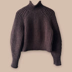 H&M ruskea crop neule L Bloomy Moon