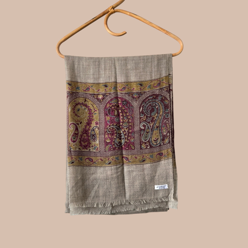 Beige/harmaa cashmere huivi Bloomy Moon