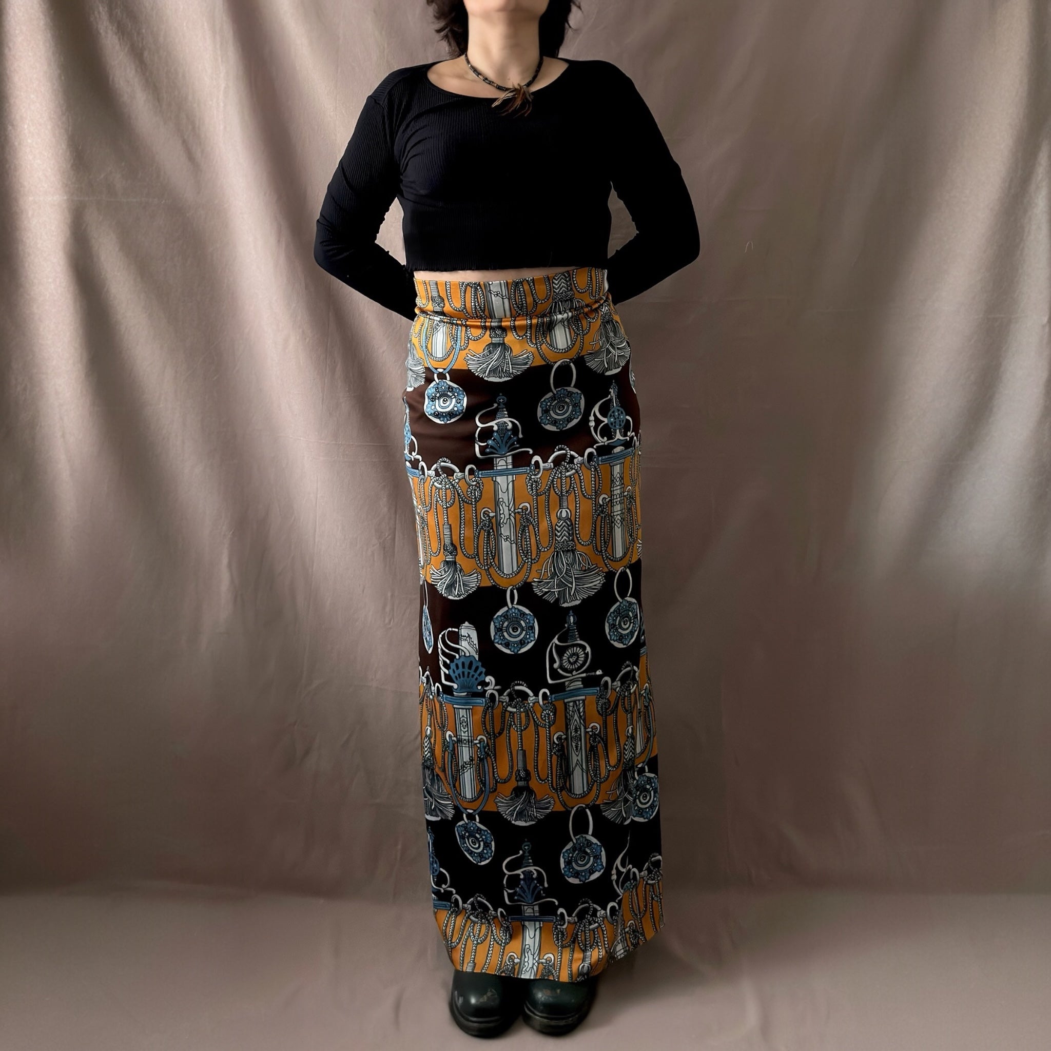 Crimplene 70-luvun maxihame M/L