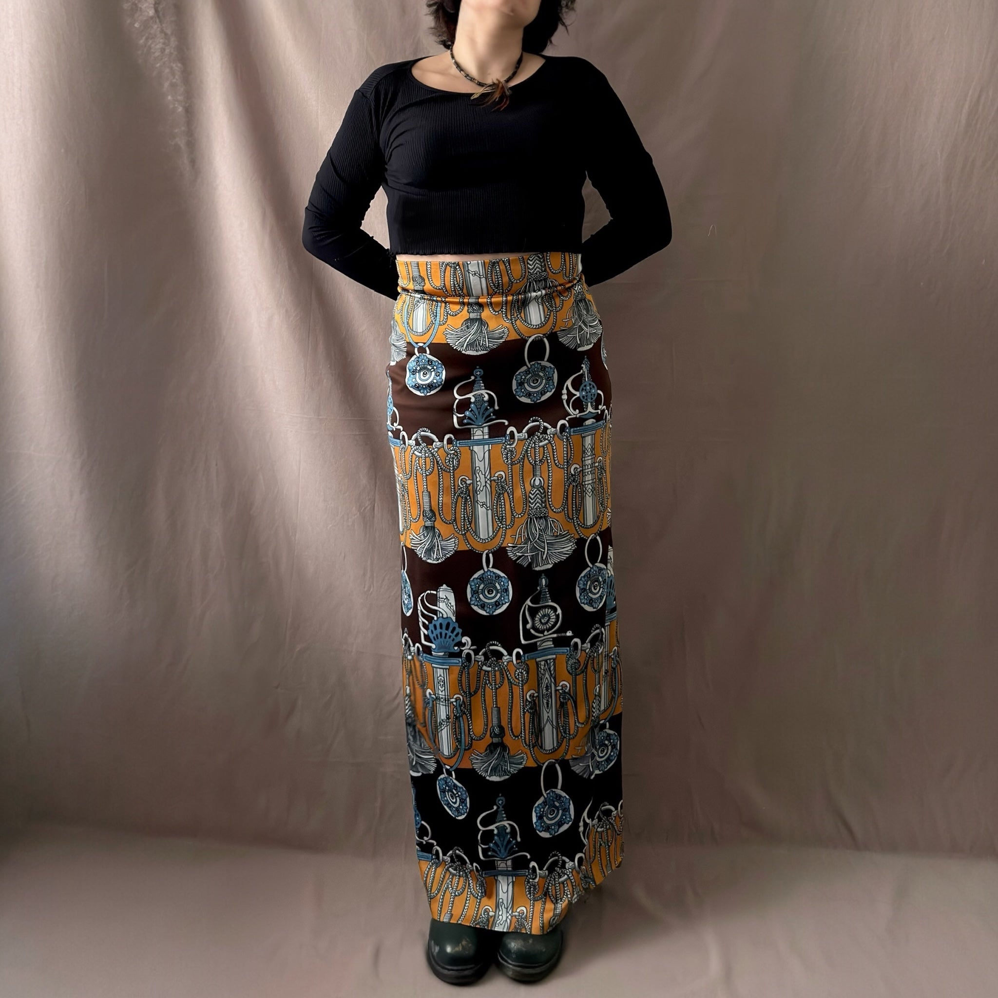 Crimplene 70-luvun maxihame M/L