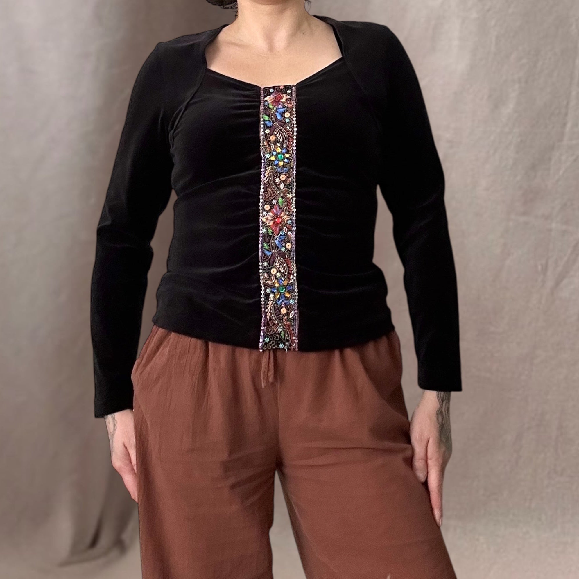 Elegance Paris vintage-samettipaita M/L Bloomy Moon