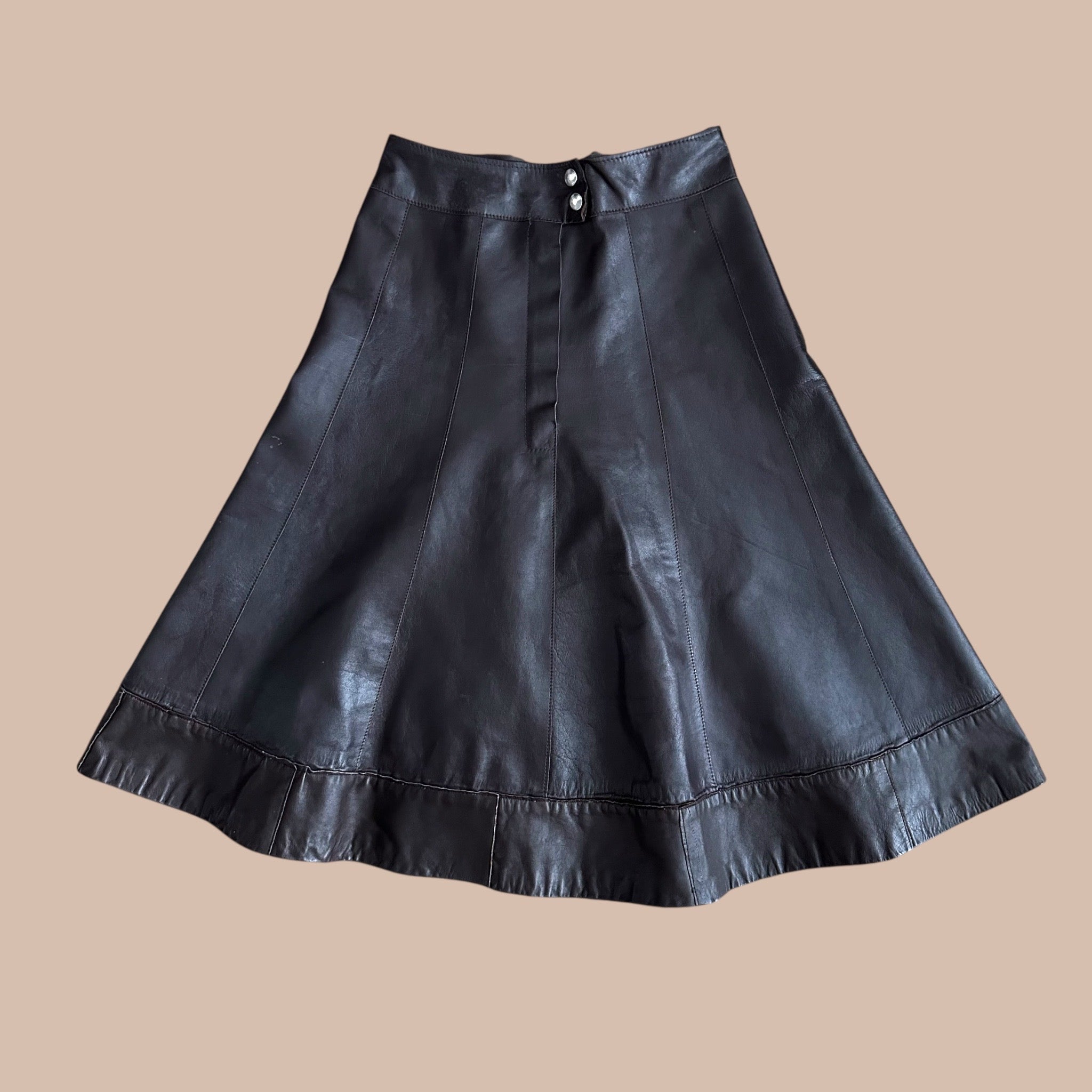 Kellohelmainen vintage nahkahame 36 Bloomy Moon